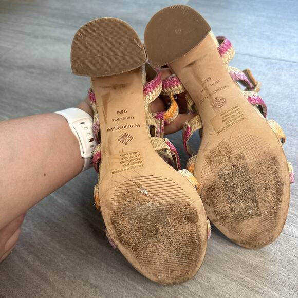 Antonio Melani Gwindolin Raffia T-Strap Dress Block Heeled Sandals Size 9.5M - Picture 6 of 6